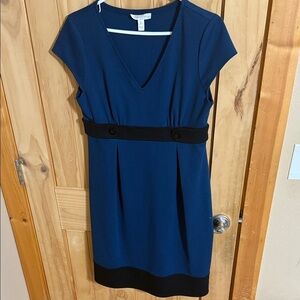 London Times Blue and Black Midi Dress